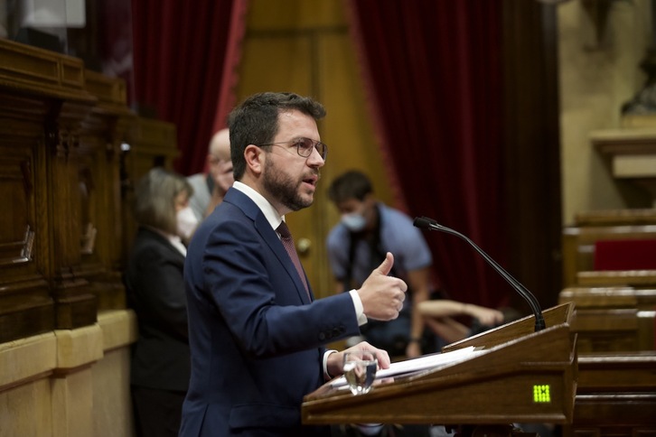 El president de la Generalitat, durante su discurso en el Debate de Política General del Parlament. (David ZORRAKINO/EUROPA PRESS)