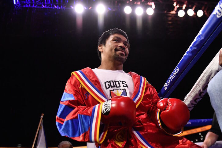 Pacquiao en su último combate de boxeo disputado en agosto en Las Vegas. (Patrick T. FALLON / AFP)
