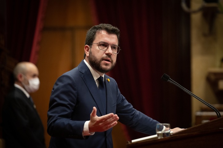 Intervención del president Pere Aragonès en el Parlament de Catalunya. (David ZORRAKINO/EUROPA PRESS)