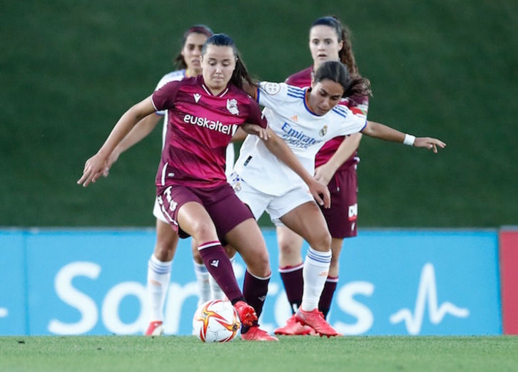 Amaiur controla el balón en una acción del encuentro que ha enfrentado a su equipo con el Real Madrid. (Real Sociedad)