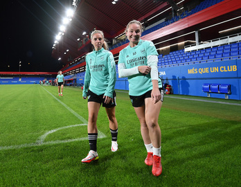 El Arsenal entrenó ayer en el Johan Cruyff, donde hoy se enfrentará al Barcelona. (Arsenal Women)