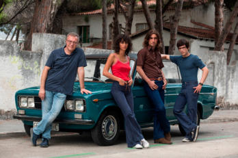 El director Daniel Monzón, Begoña Vargas, Chechu Salgado y Marcos Ruiz. (NAIZ)