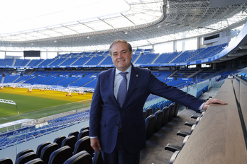 Jokin Aperribay destaca el ambiente en el nuevo campo. (Maialen ANDRÉS)