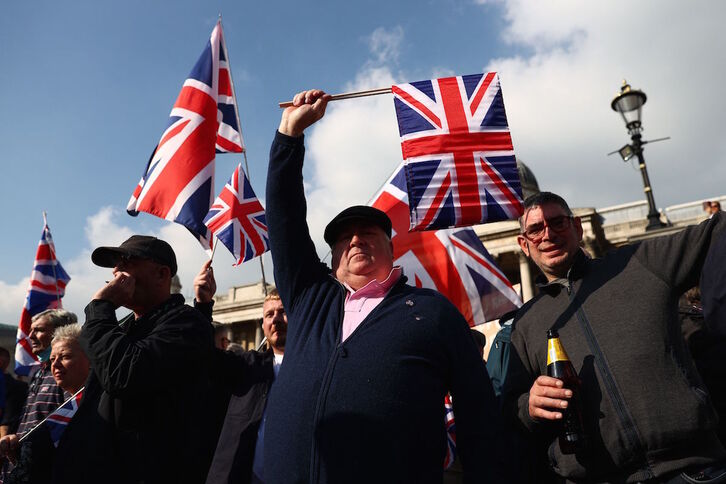 Marcha contra el protocolo norirlandés en Londres, el pasado sábado. (Adrian DENNIS/AFP)