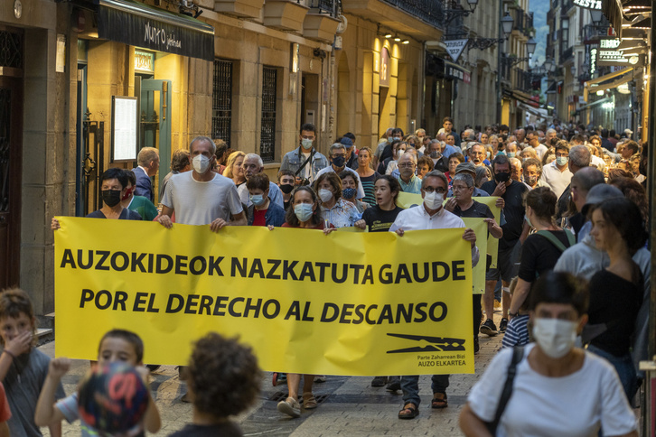 Manifestación celebrada por los vecinos de la Parte Vieja el pasado 2 de octubre. (Gorka RUBIO/FOKU)
