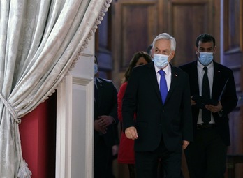 Sebastián Piñeda, este pasado martes en el Palacio de la Moneda. (Álex IBÁÑEZ/AFP)