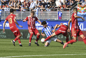 Julen Lobete, en el último partido del Sanse en Ipurua contra la Ponferradina. (Jon URBE/FOKU)