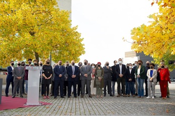 Un momento del acto convocado por el Gobierno de Nafarroa con motivo del décimo aniversario del cese de ETA. (Iñigo URIZ/FOKU)