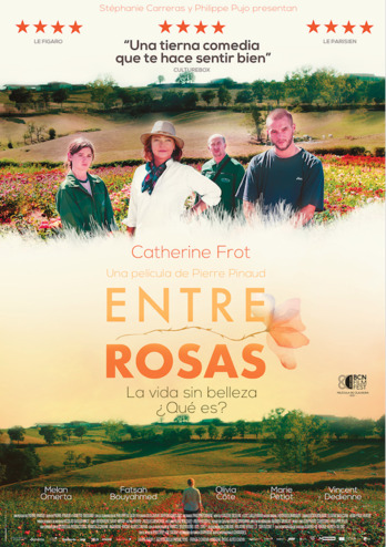 Cartel con Catherine Frot al frente de un criadero familiar de rosas. (NAIZ)