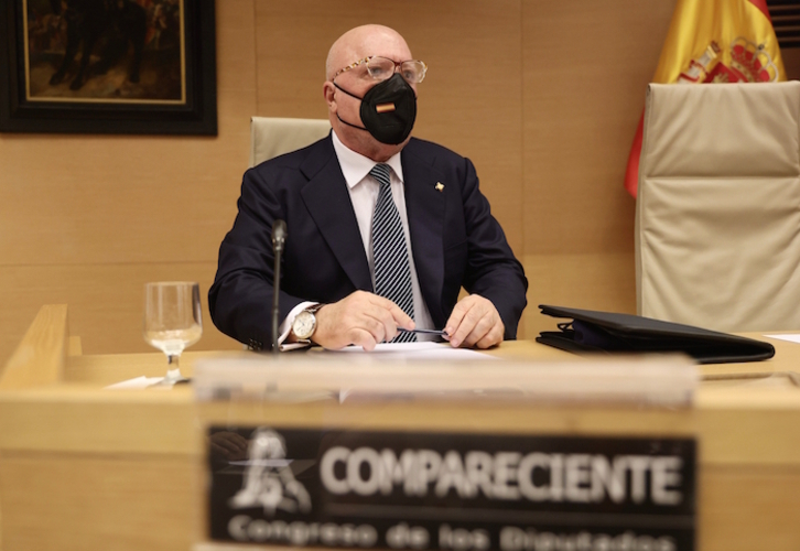 El comisario Villarejo, en la comparecencia de esta tarde. (Europa PRESS)