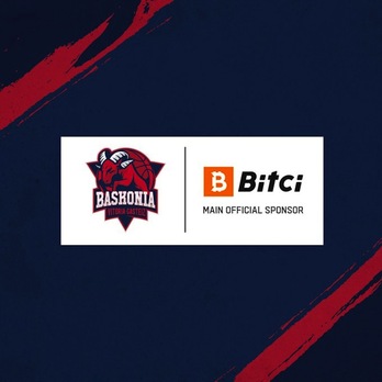 Nuevo logotipo del Baskonia tras alcanzar un acuerdo con la empresa Bitci como patrocinador principal. (SASKI BASKONIA)