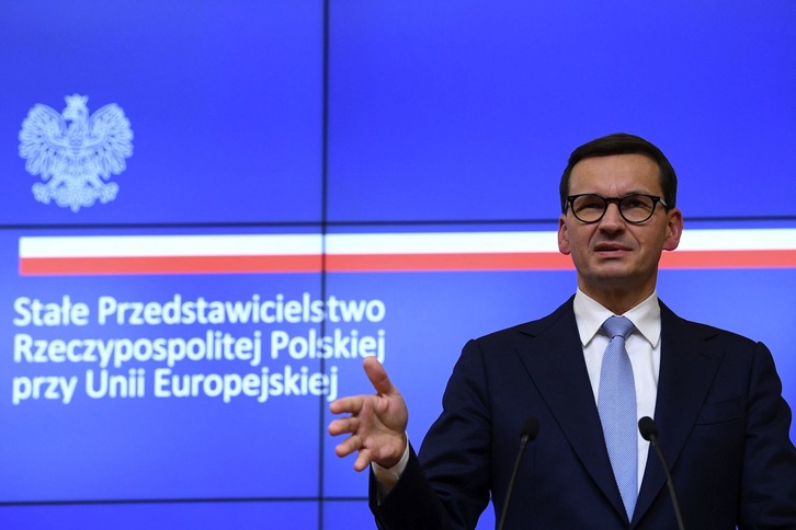 El primer ministro polaco y miembro del partido ultraconservador Ley y Justicia, Mateusz Morawiecki. (John THYS / AFP)