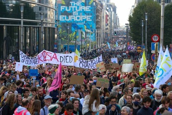 Una gran manifestación contra el cambio climático tuvo lugar en Bruselas el pasado 10 de octubre. (Nicolas MAETERLINCK/AFP)