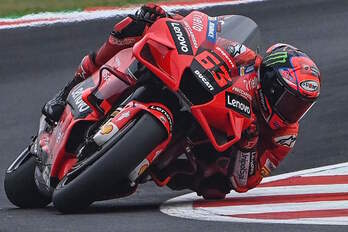 Ganbaia y su Ducati han sido los más rápidos en el circuito "Marco Simoncelli" de Misano Adriático. (Andreas SOLARO/AFP)