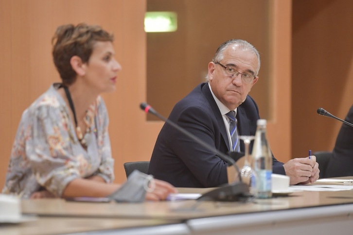 Maya, en una imagen de archivo junto a Chivite, a la que ha criticado amargamente por el nuevo modelo de financiación municipal. (Idoia ZABALETA/FOKU)