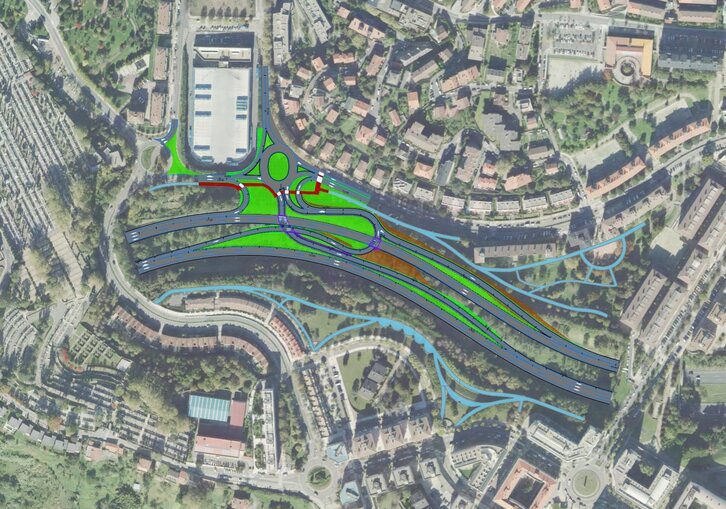 Diseño del acceso de Marrutxipi desde la variante Gi-20.