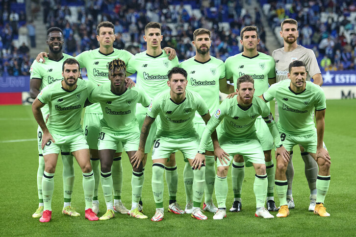 Alineación titular del Athletic en el campo del Espanyol, con once jugadores que han pasado por el filial. (LA OTRA FOTO)