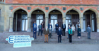 Asamblea extraordinaria de la Euroregión. Iñigo Urkullu, Alain Rousset y María Chivite han comparecido juntos. (Jon URBE/FOKU)