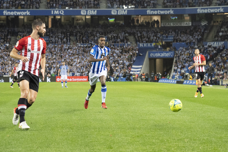Yerayk minarekin bukatu zuen Anoetako derbia. (Gorka RUBIO / FOKU)