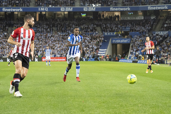 Yerayk minarekin bukatu zuen Anoetako derbia. (Gorka RUBIO / FOKU)