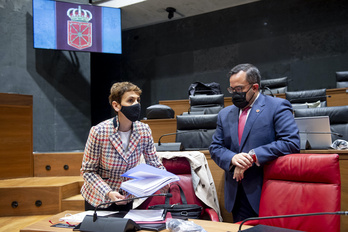 María Chivite, durante el debate sobre el Estado de Nafarroa en el Parlamento. (Iñigo URIZ/FOKU)