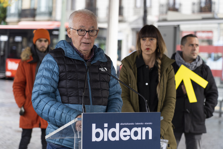 Presentación de la movilización, este viernes en Bilbo. (Monika DEL VALLE/FOKU)