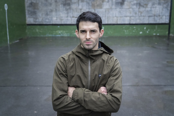 Jokin Altuna Amezketako plazako frontoian. (Gorka RUBIO/FOKU)