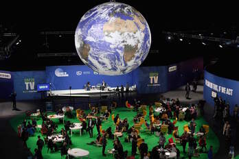 Vista general del Centro de Acción (Action Hub) de la Conferencia de Naciones Unidas sobre el Cambio Climático, en Glasgow. (Paul ELLIS/AFP)