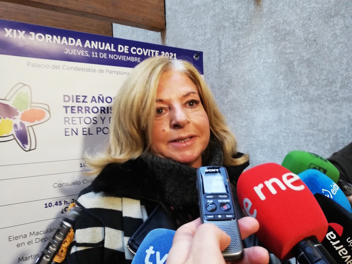 Consuelo Ordóñez, en la visita a Iruñea para el acto de Covite. (Europa Press)