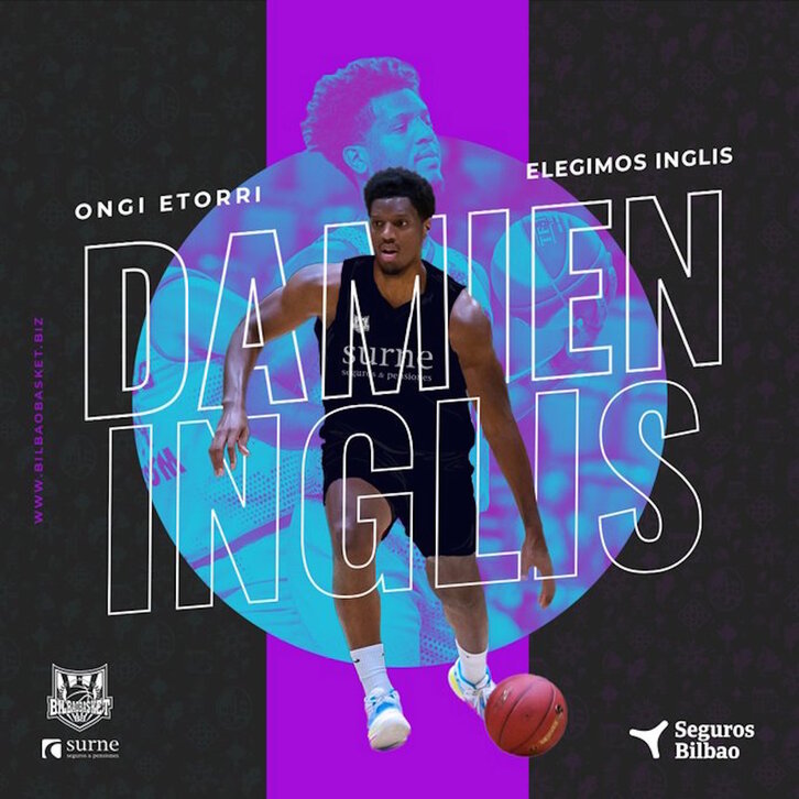 Damien Inglis viene a reforzar la pintura de Bilbao Basket. (Bilbao Basket)