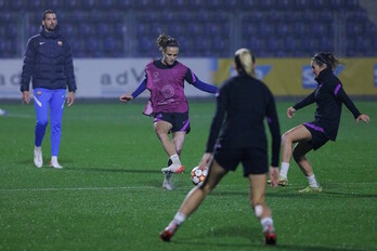 El Barcelona entrenó ayer en el Dietmar Hopp de Hoffenheim, donde hoy puede sellar su pase a cuartos de final. (FC Barcelona)