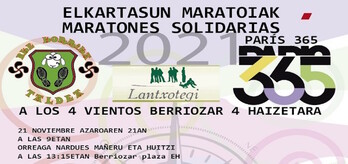 Cartel de la edición de este año del maratón «A los 4 vientos 4 haizetara. (BKE KORRIKA TALDEA)