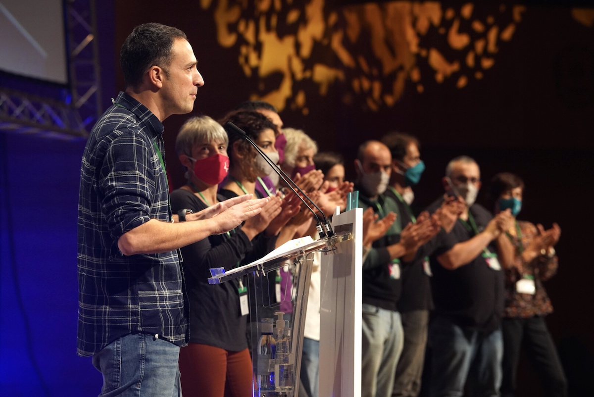 Mitxel Lakuntza, ELAren XV. kongresuko hitzartzean. (Monika DEL VALLE/FOKU)