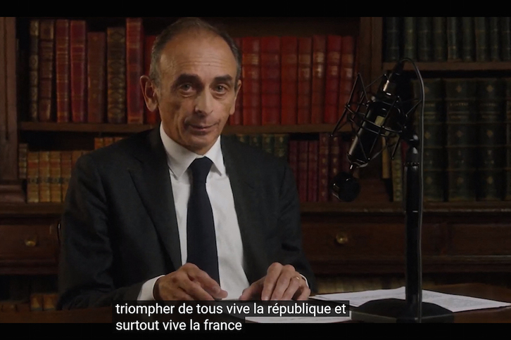 Eric Zemmour en su discurso de proclamación de candidatura. (Youtube/AFP)