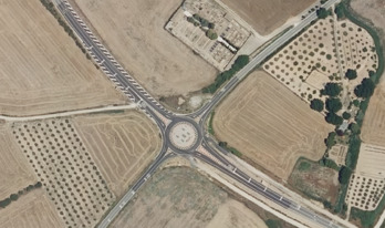 Ortofoto de la nueva rotonda construida este año en la variante de Allo. (navarra.es)