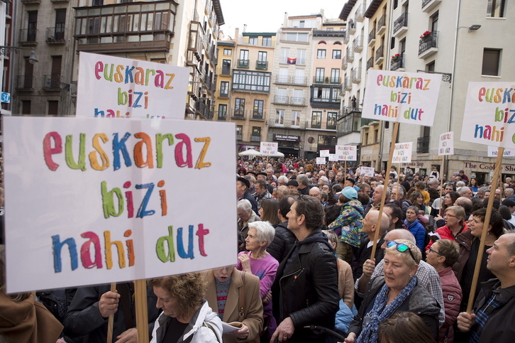 Reivindicación a favor de las escuelas en euskara, en Iruñea. (Iñigo URIZ/FOKU)