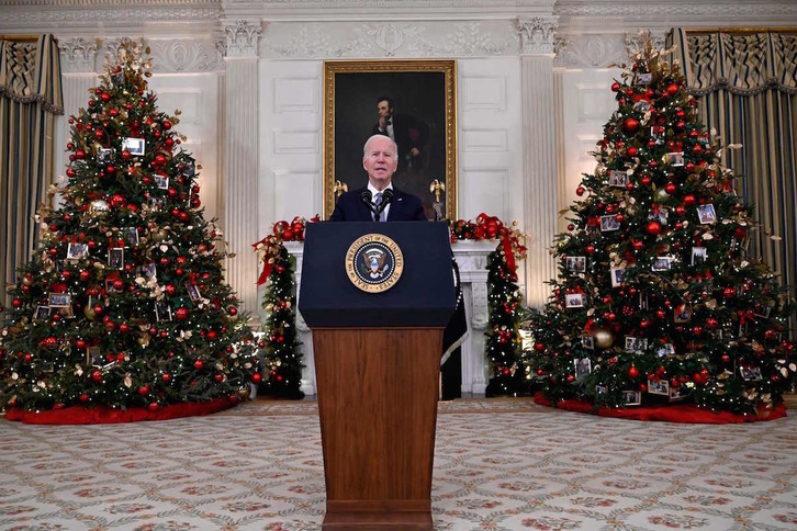 El presidente de EEUU, Joe Biden, este viernes durante su comparecencia en La Casa Blanca. (Andrew CABALLERO-REYNOLDS/AFP)