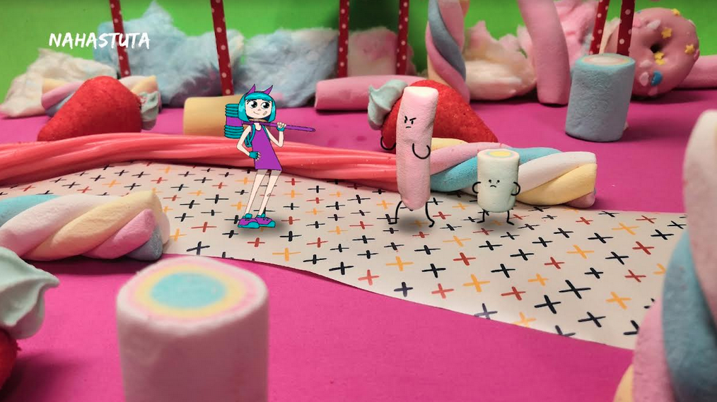 Bideojokoko protagonista, Ainhoa, goxokiz inguratuta.