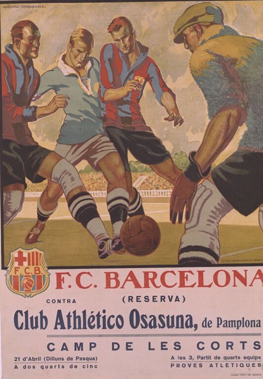 Cartel anunciador de un Barcelona-Osasuna de 1924.