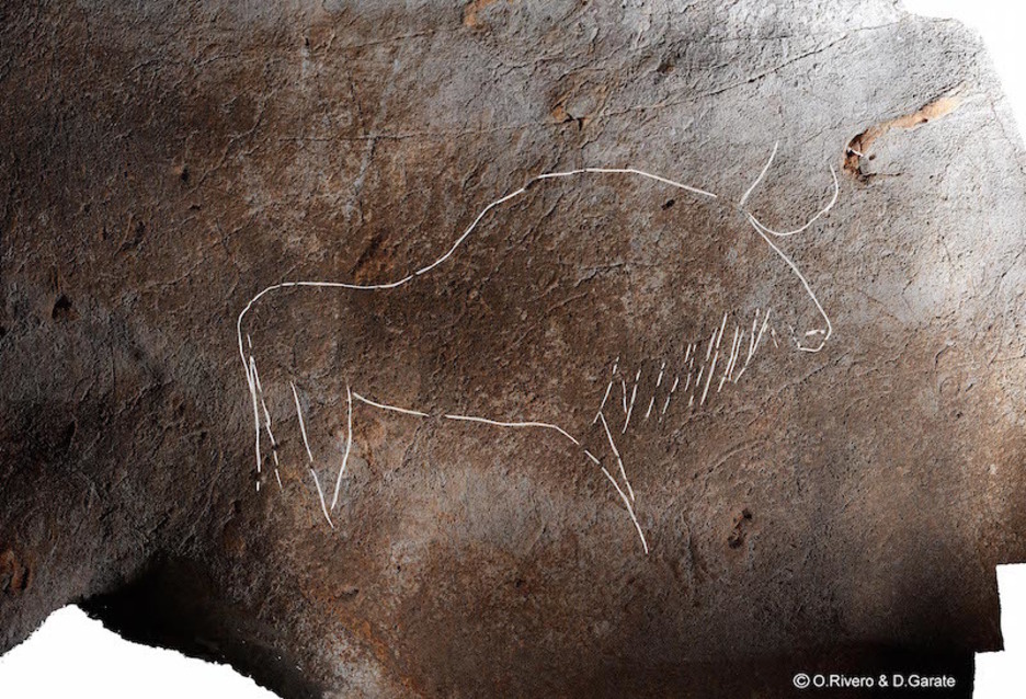 Representación de un uro en la cueva, que data del periodo Gravetiense.