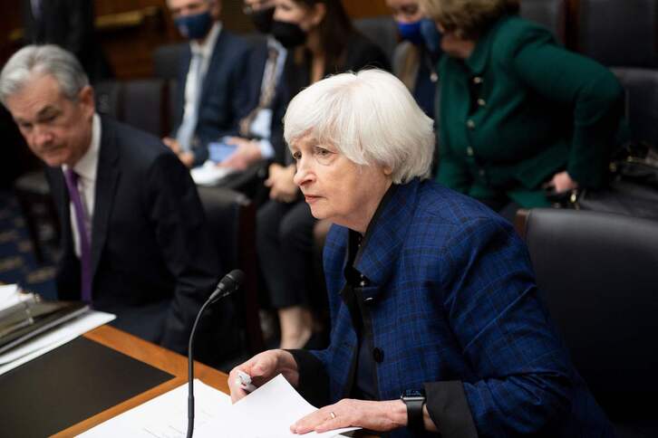 La secretaria del Tesoro de Estados Unidos, Janet Yellen. (Brendan SMIALOWSKI/AFP)