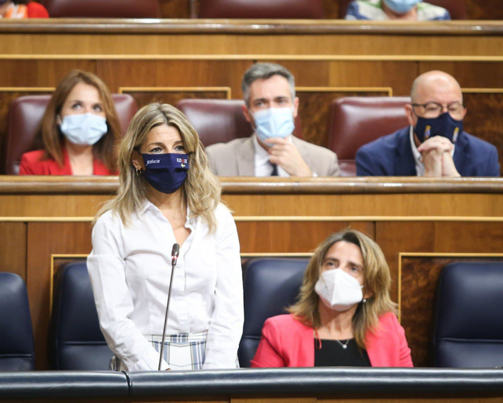 La ministra de Trabajo, Yolanda Díaz, en un pleno del Congreso de los Diputados. (Congreso.es)
