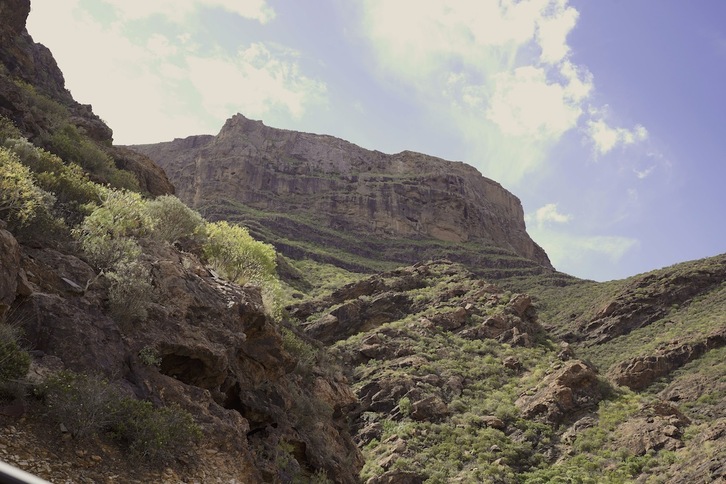 Por esta vertiente de la Mesa del Junquillo se pudo producir el asalto de los ballesteros vizcainos, que terminaron muertos en un ataque de los canarios. (Julio CUENCA)