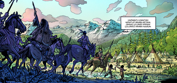 Viñeta del cómic 'Mugako dragoiak'. (Harriet Editoriala)