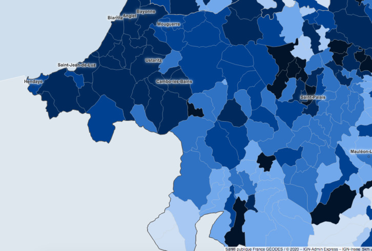 Euskal Elkargoak estaltzen duen lurraldean pandemiaren aztarna zein den herriz herri jakin daiteke geodes plataformara joz gero.