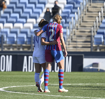 Irene Paredes, Nahikari –en la imagen– y Maite Oroz se enfrentarán por una plaza en semifinales. (FC BARCELONA)