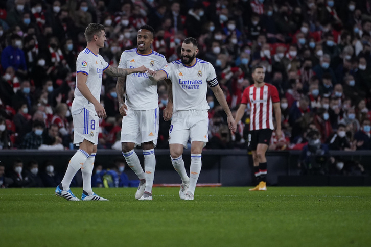 Benzema ha anotado dos goles en los primeros minutos. (Aritz LOIOLA / FOKU)