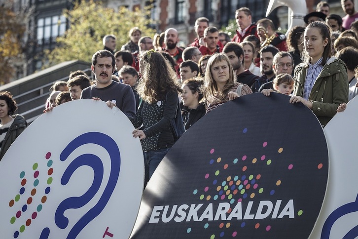Biziprest Eguna, en Bilbo, en la primera edición de Euskaraldia de 2018. (Aritz LOIOLA / FOKU)