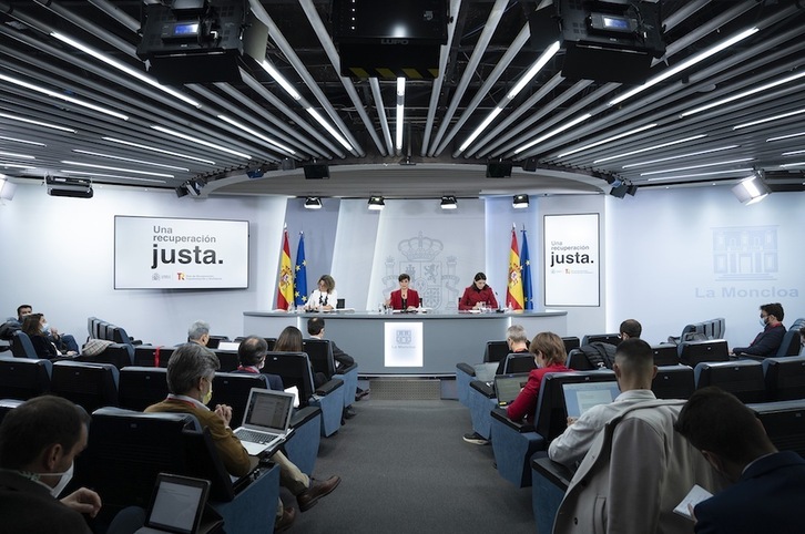 Rueda de prensa en La Moncloa tras el Consejo de Ministros del pasado martes, 21 de diciembre.