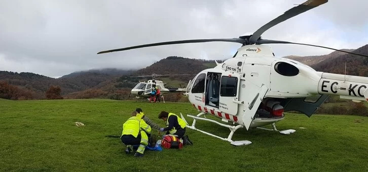 Intervención de rescate tras una llamada al 112.